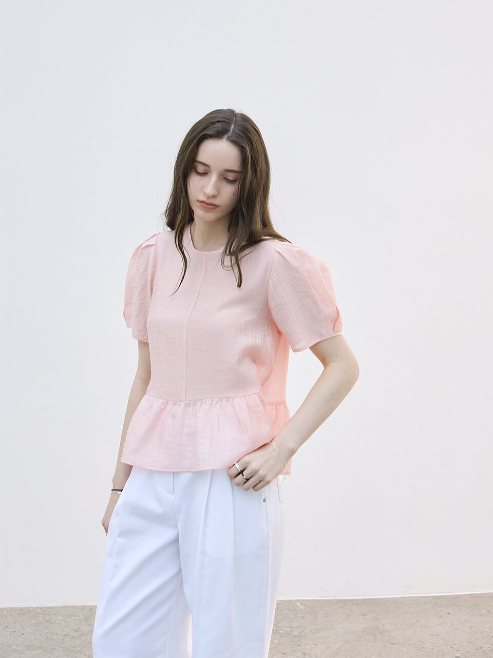 텐셀 하프 뷔스티에 블라우스세트