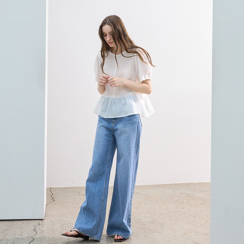 텐셀 하프 뷔스티에 블라우스세트