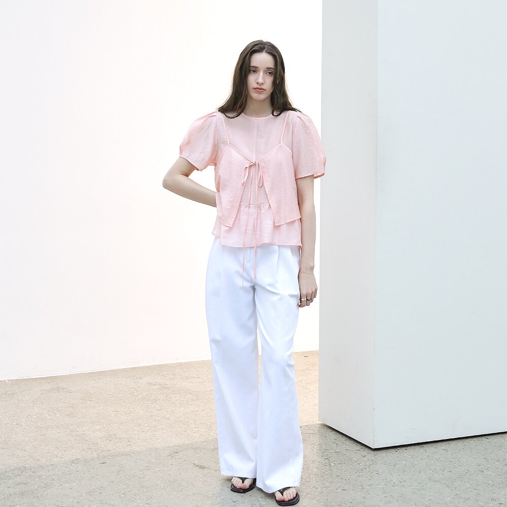 텐셀 하프 뷔스티에 블라우스세트