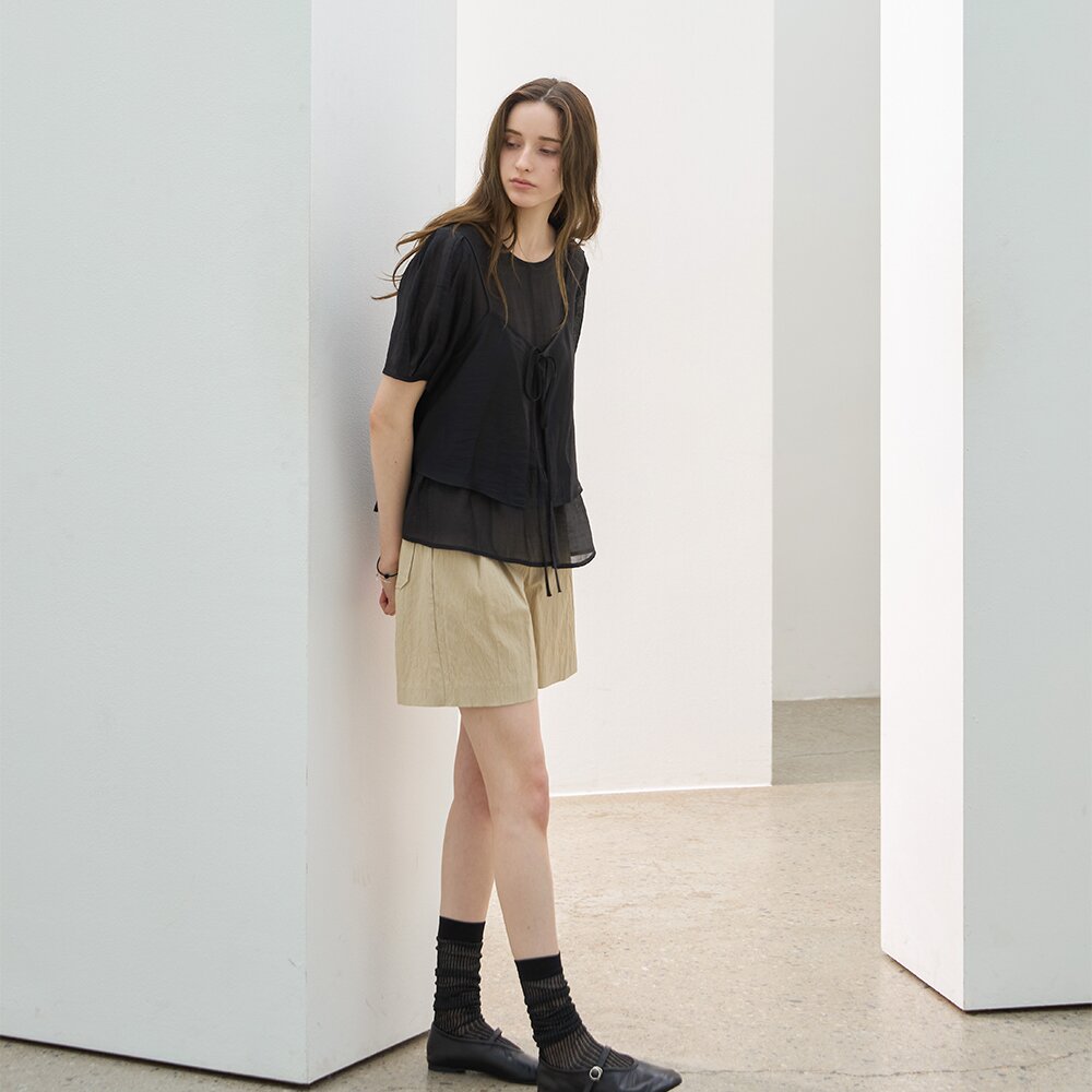 텐셀 하프 뷔스티에 블라우스세트