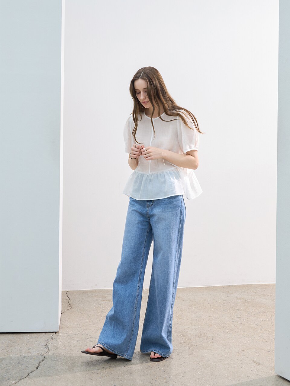 텐셀 하프 뷔스티에 블라우스세트