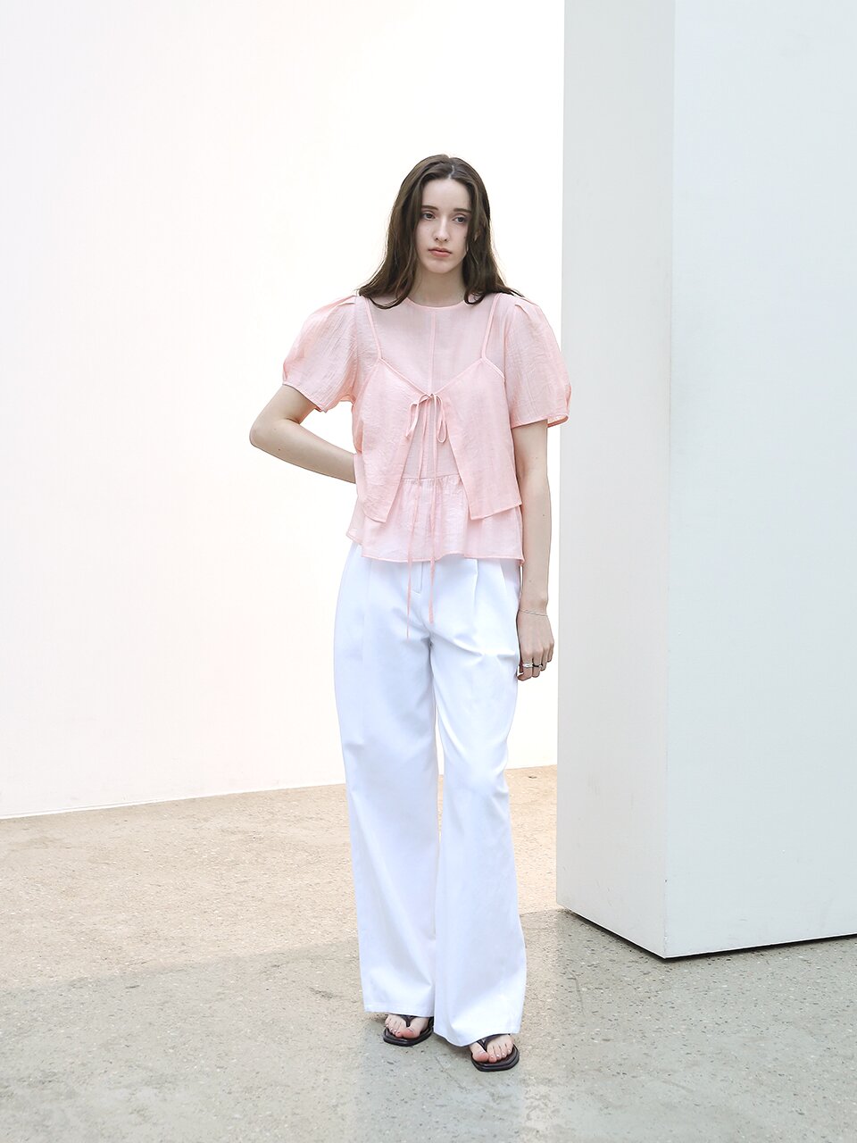 텐셀 하프 뷔스티에 블라우스세트