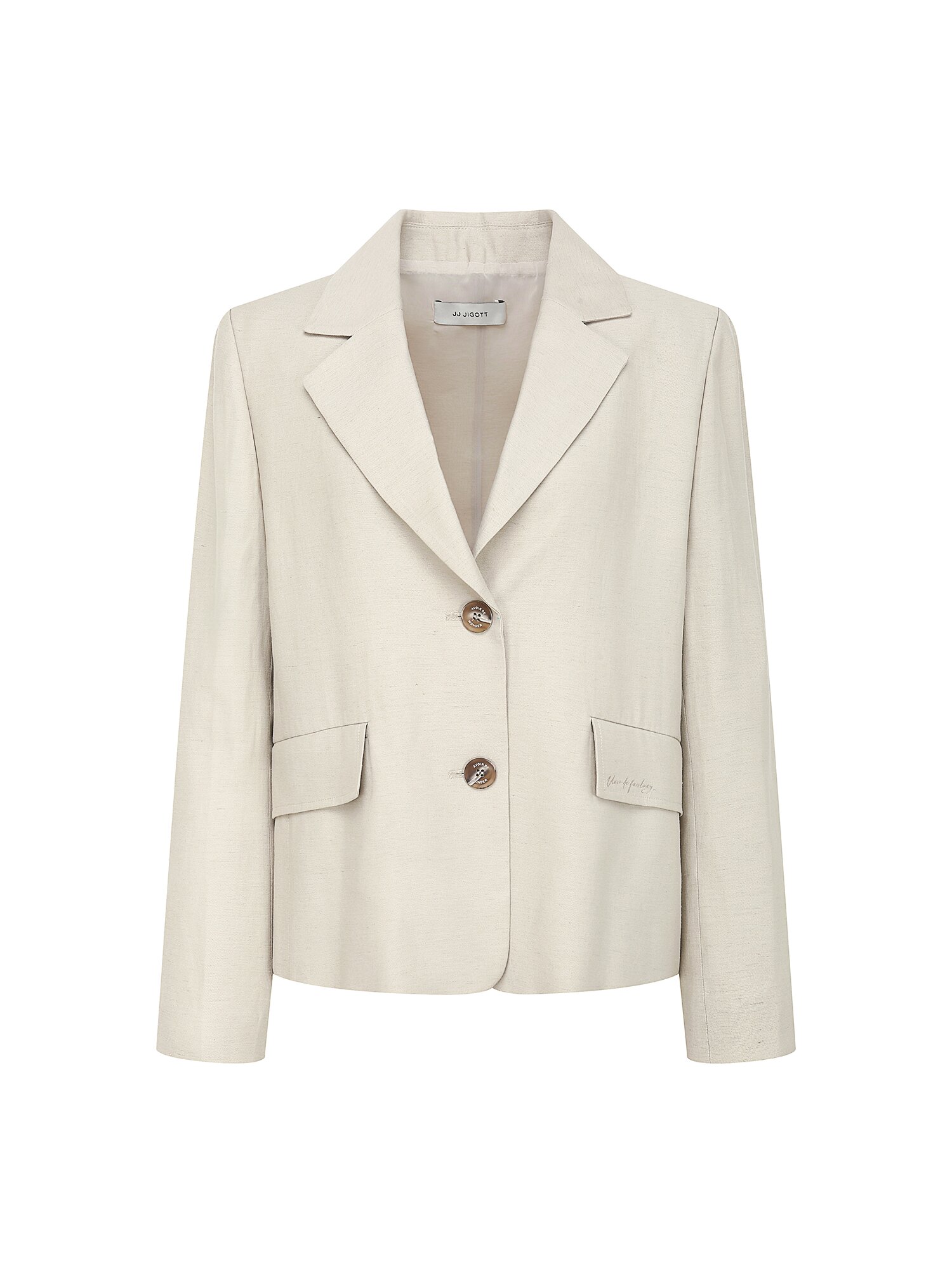린넨 자수 포켓 싱글 투버튼 재킷 (LIGHT BEIGE)