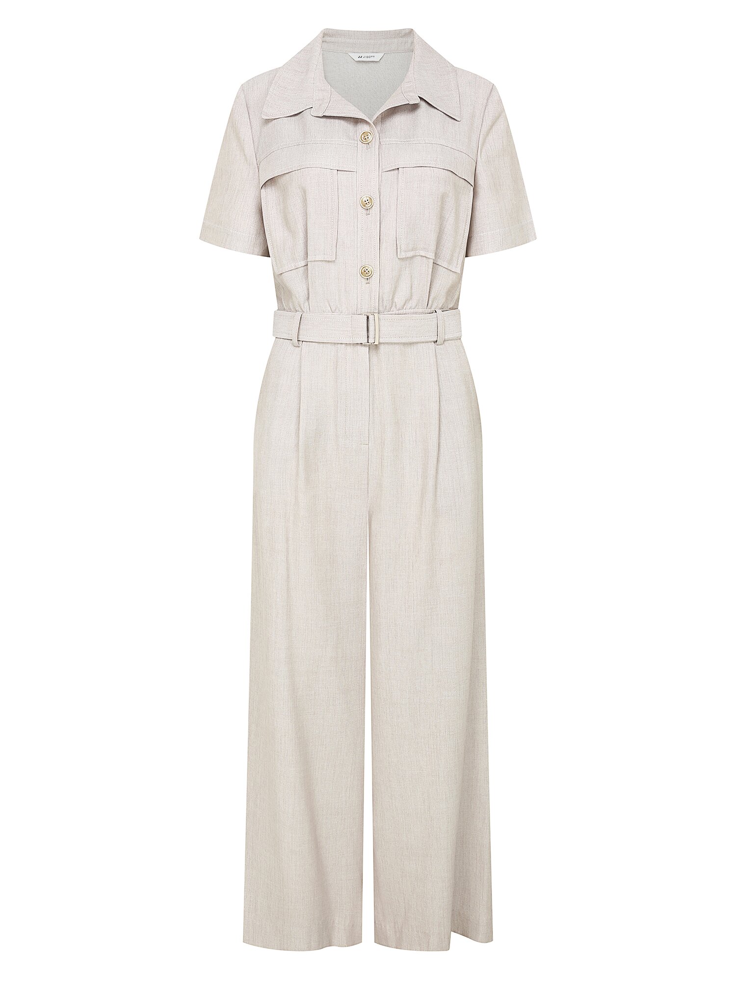 린넨 백 플랩 밴딩 점프 수트 (BEIGE)