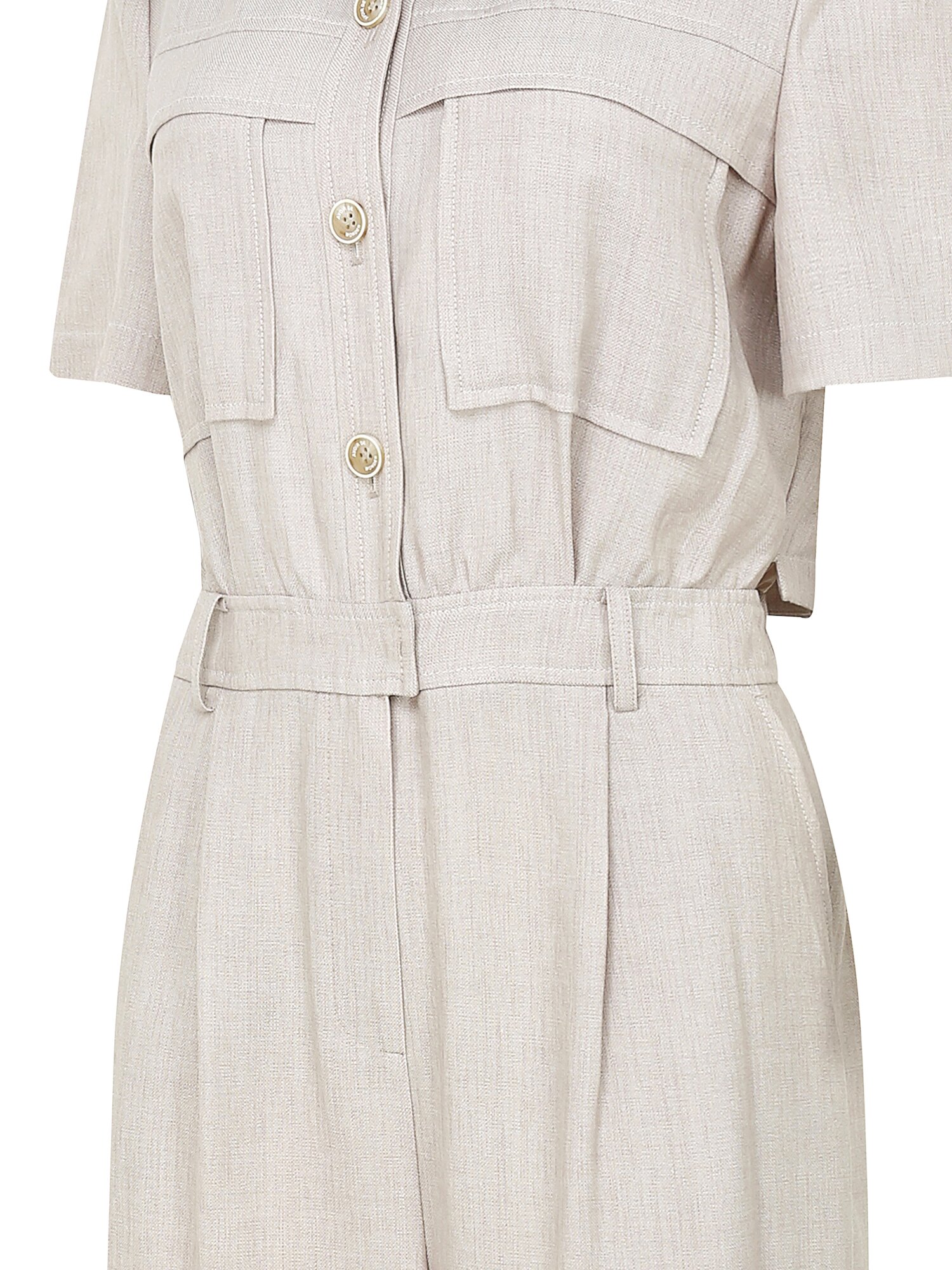 린넨 백 플랩 밴딩 점프 수트 (BEIGE)