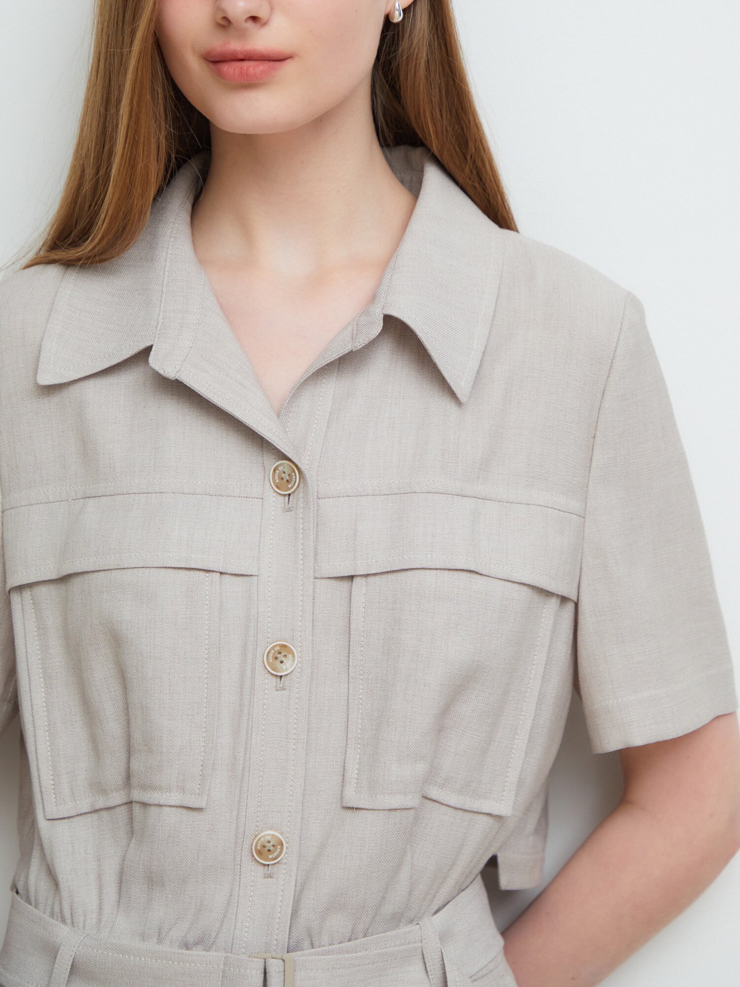 린넨 백 플랩 밴딩 점프 수트 (BEIGE)