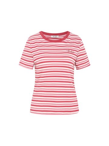 스트라이프 자수 크롭 티셔츠 