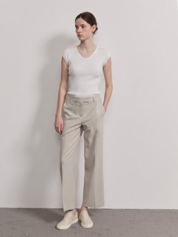 글리터 골지 캡 슬리브 풀오버 니트 