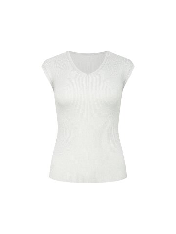 글리터 골지 캡 슬리브 풀오버 니트 