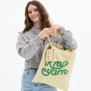 크라프얀 코튼 로고 에코백 스트라이프 믹스