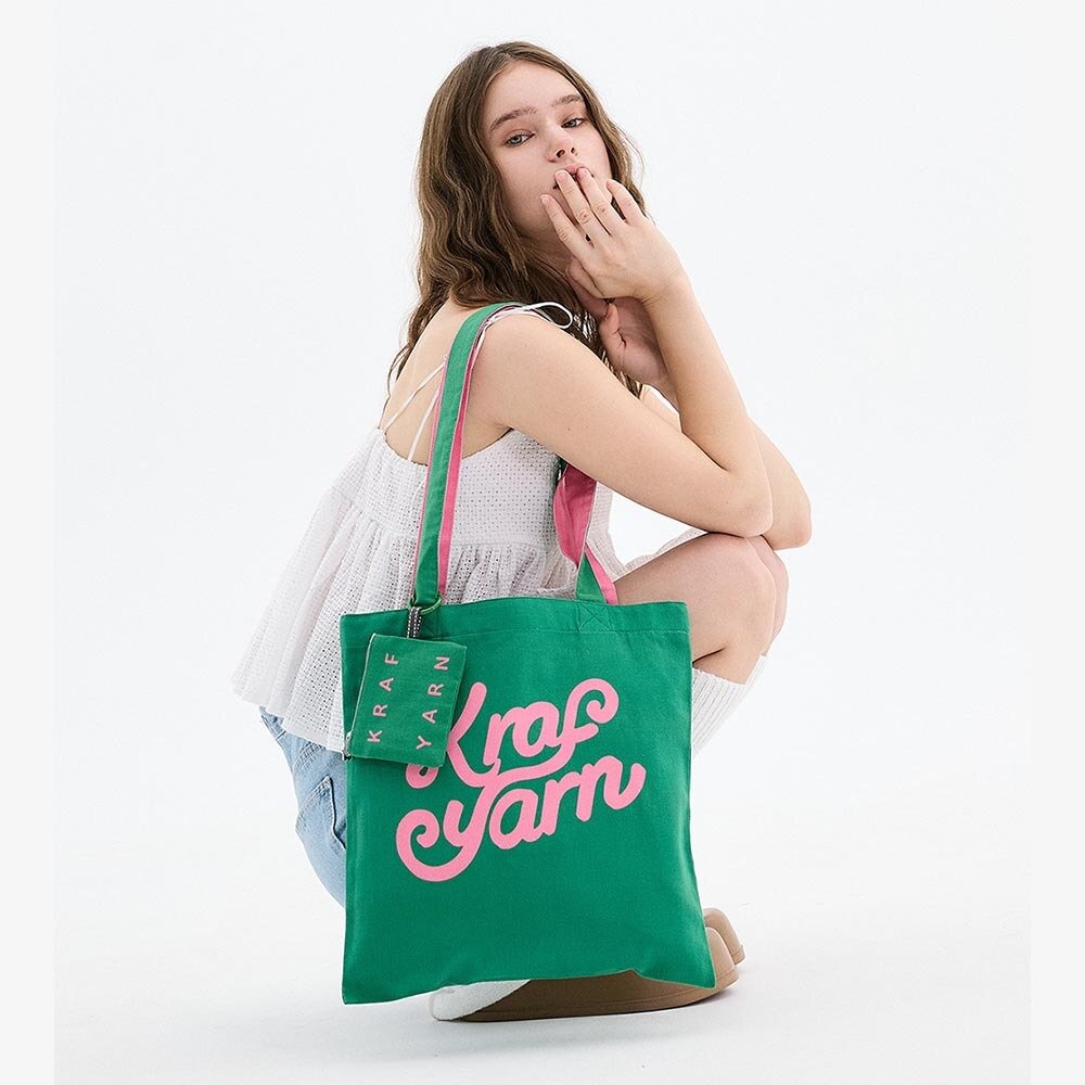 크라프얀 코튼 로고 에코백 포레스트