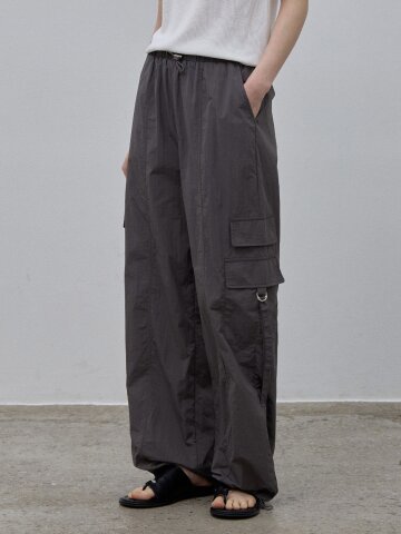SIDE-POCKETED BASKET PANTS CHARCOAL