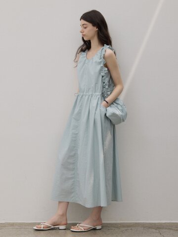 [숄더백 세트] SHIRRING SLEEVELESS DRESS MINT