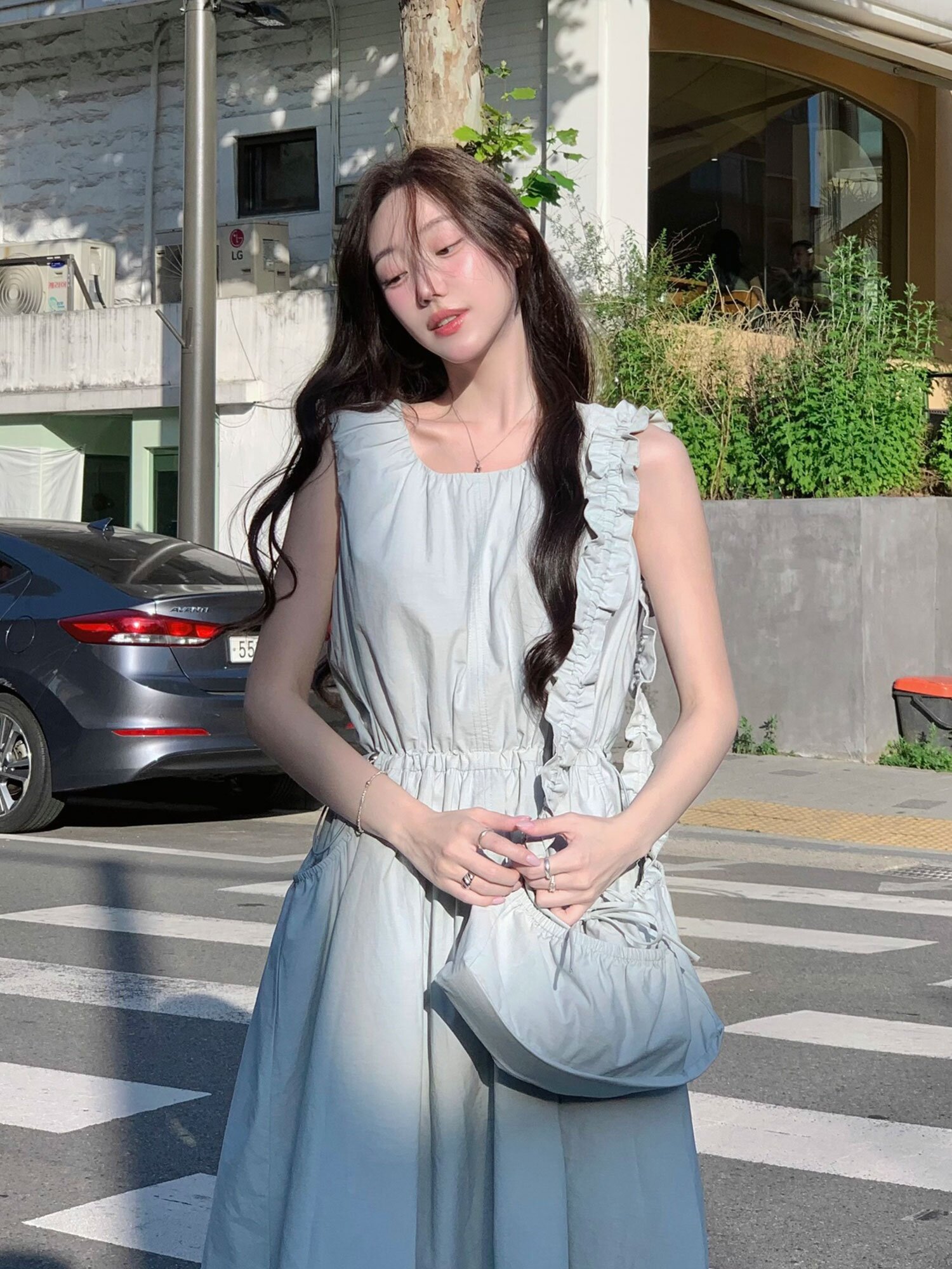 [연우님 Pick] [숄더백 세트] SHIRRING SLEEVELESS DRESS MINT