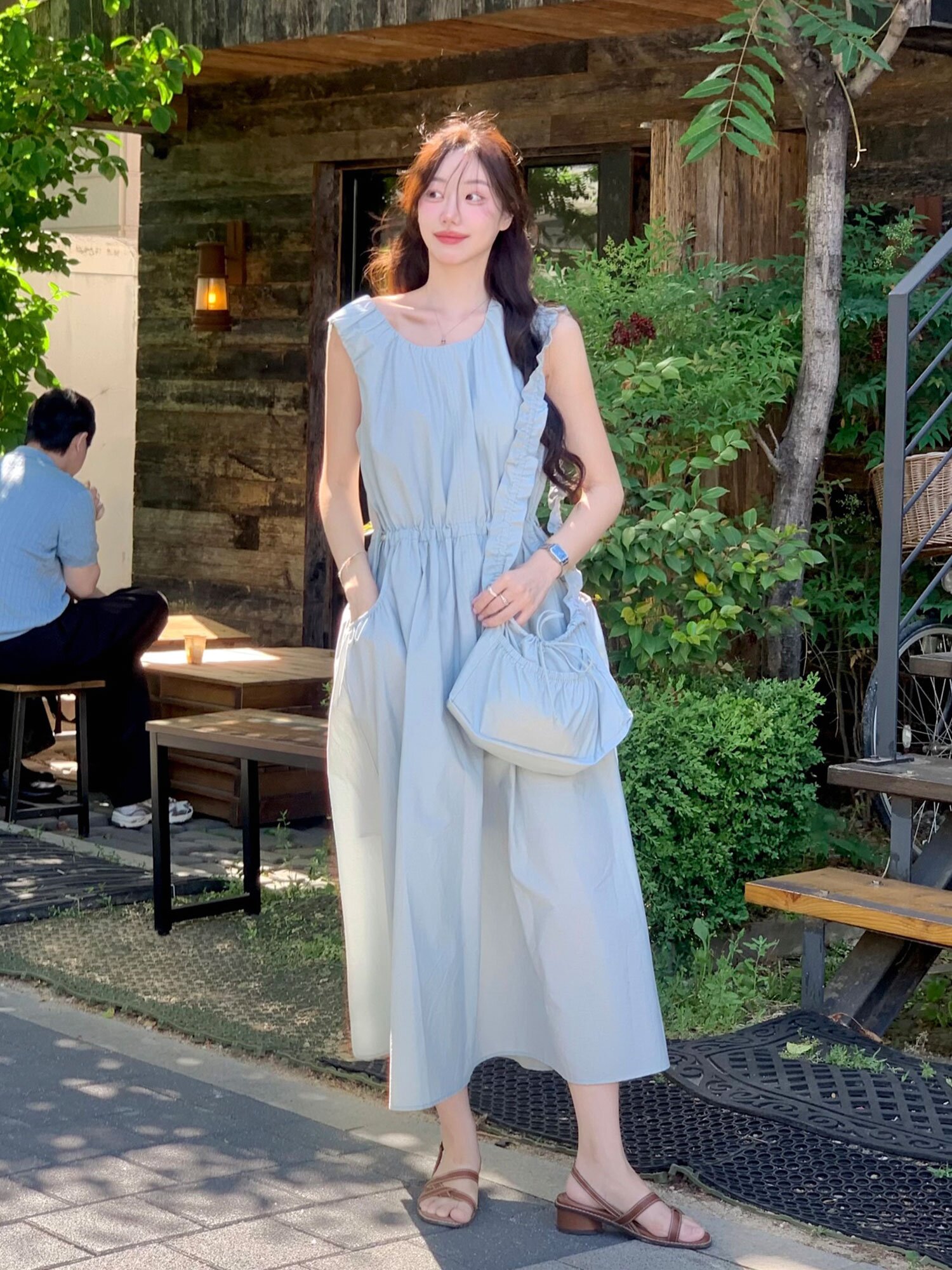 [연우님 Pick] [숄더백 세트] SHIRRING SLEEVELESS DRESS MINT