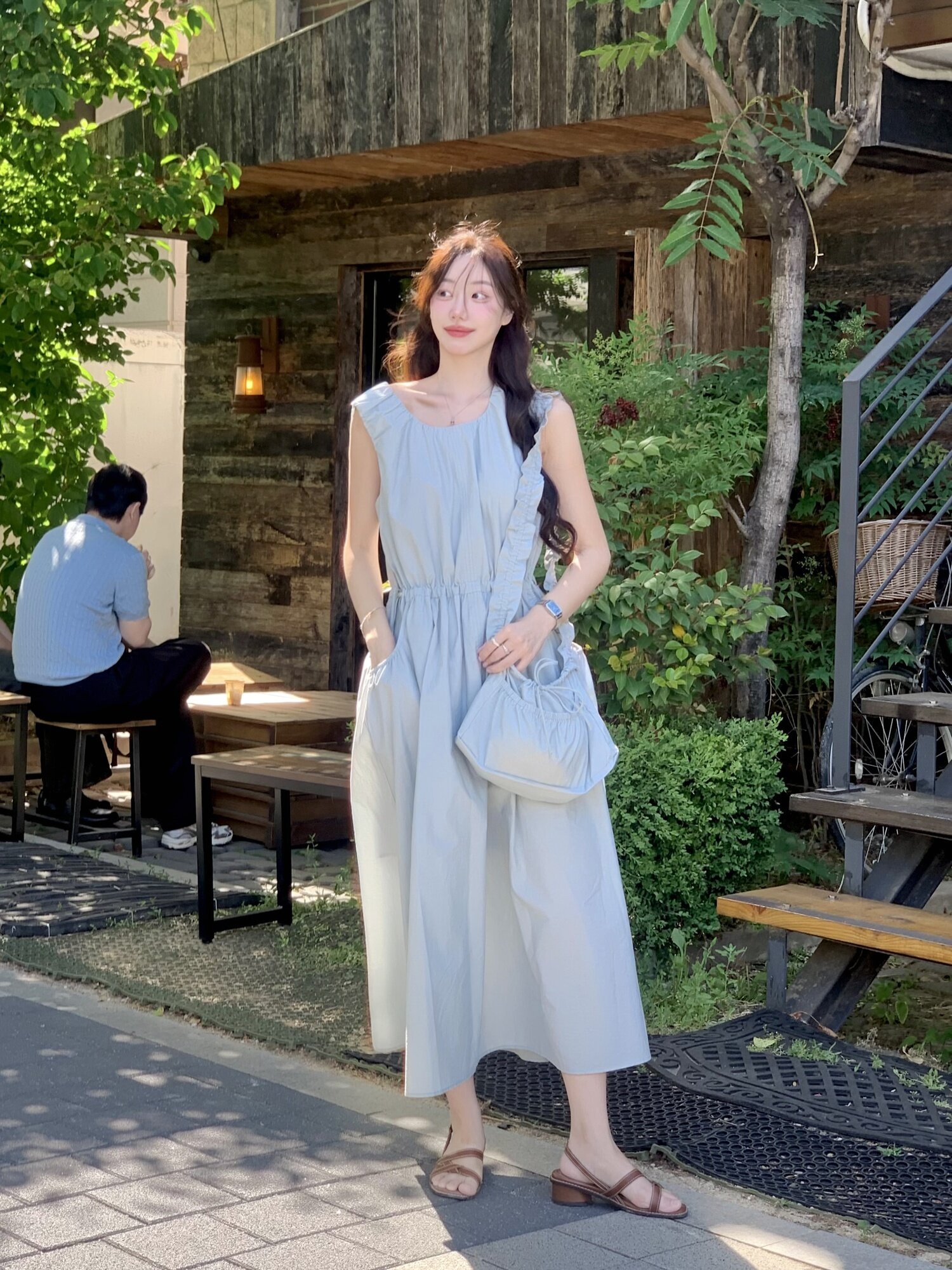 [연우님 Pick] [숄더백 세트] SHIRRING SLEEVELESS DRESS MINT
