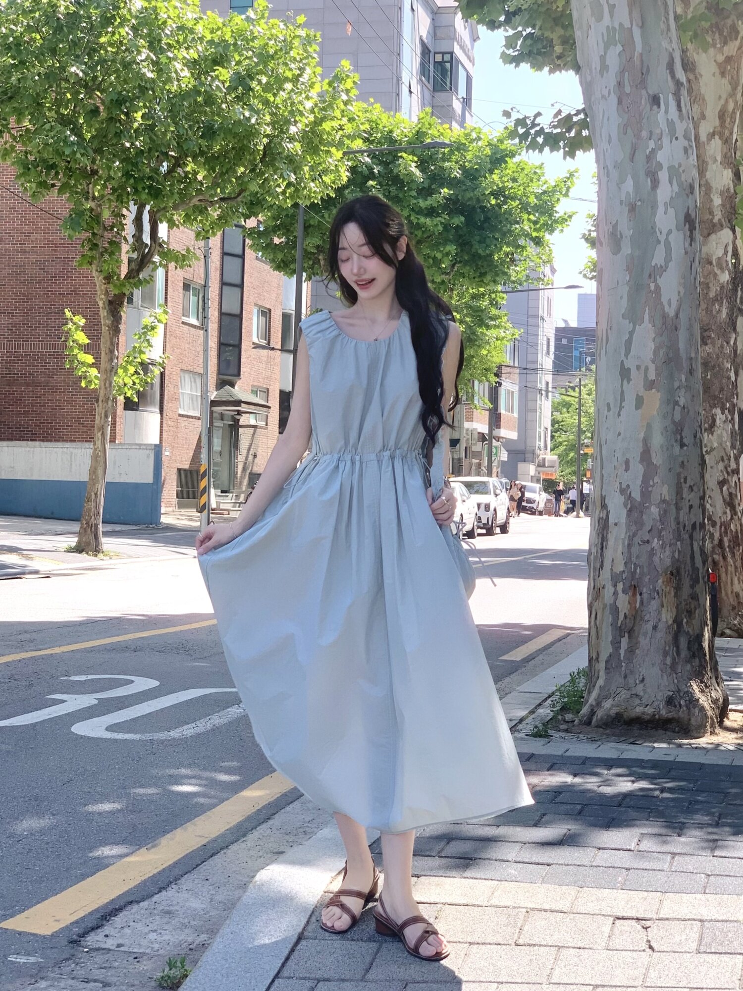 [연우님 Pick] [숄더백 세트] SHIRRING SLEEVELESS DRESS MINT