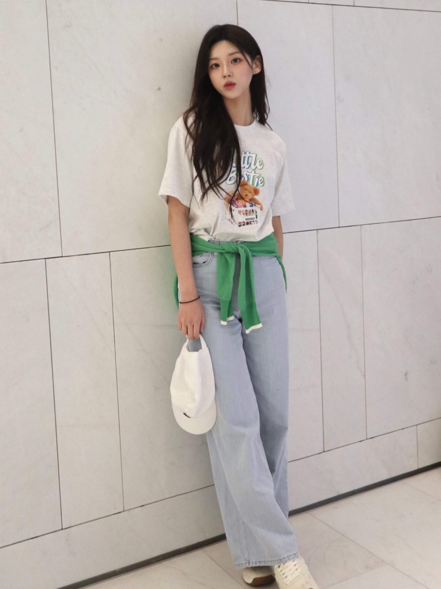 하이 웨이스트 와이드 데님 팬츠 (BLUE)