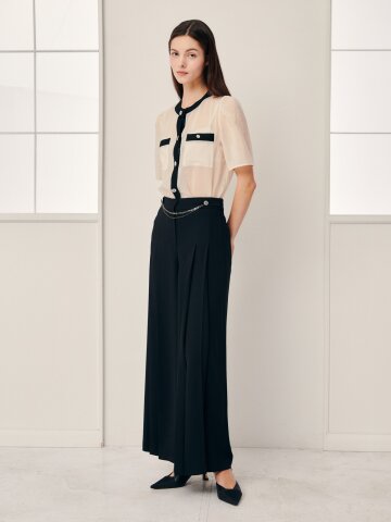 체인 장식 투턱 퀼로트 팬츠 