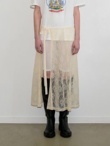 플라워 레이스 플레어 랩 스커트