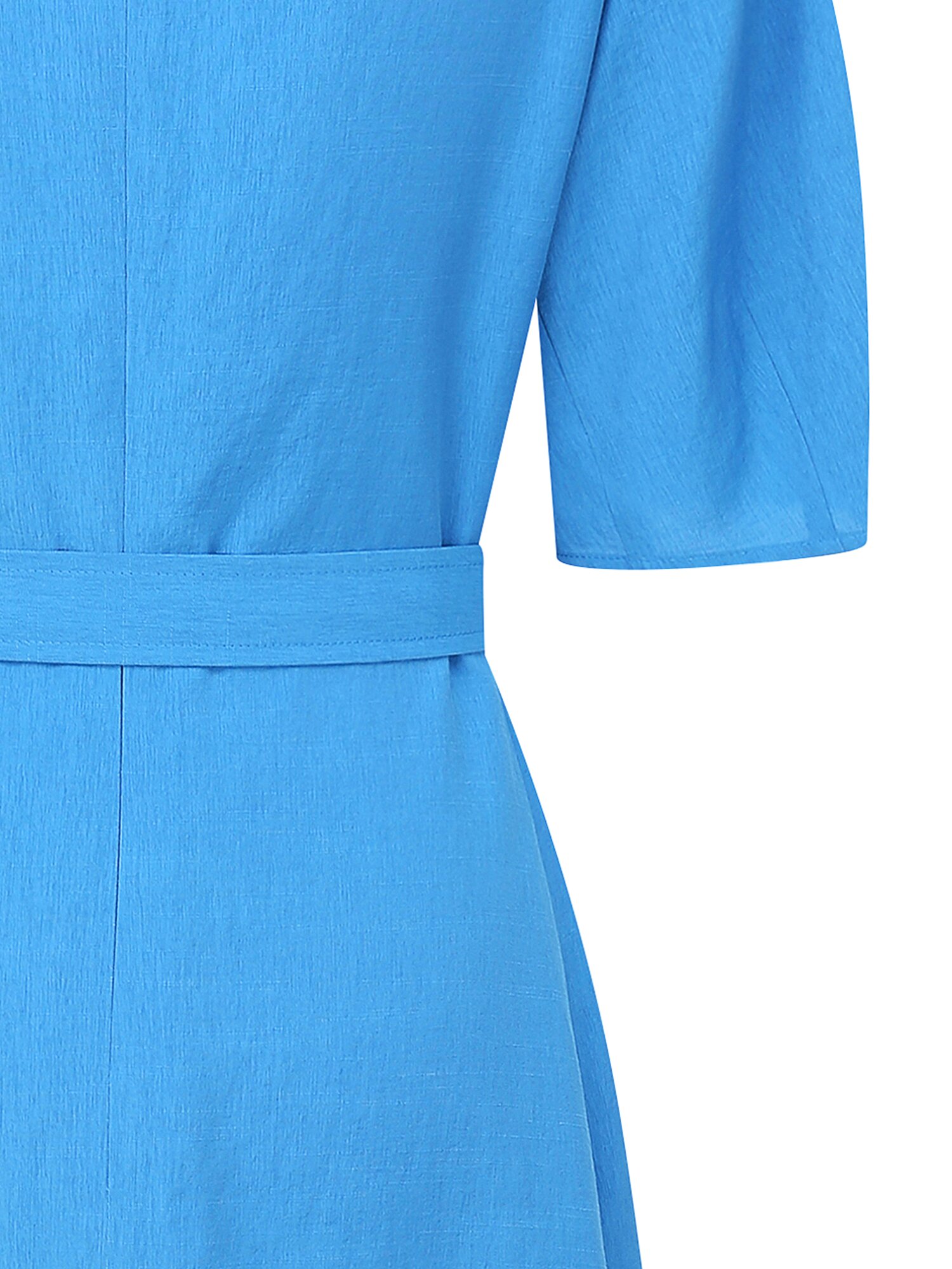 벨티드 오픈 칼라 플레어 원피스 (BLUE)