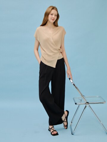 브이넥 랩 레이어드 니트 