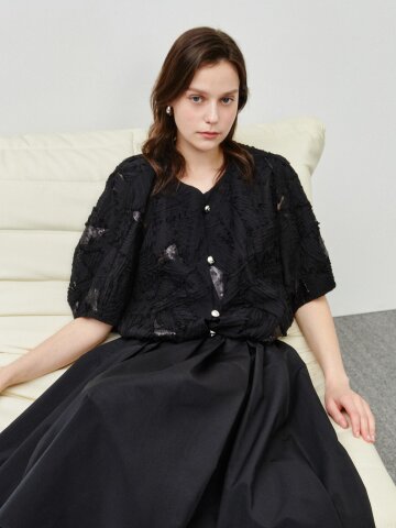 페미닌 텍스처 셔링 점퍼 