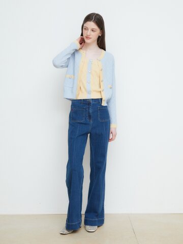 패치 포켓 와이드 데님 팬츠 