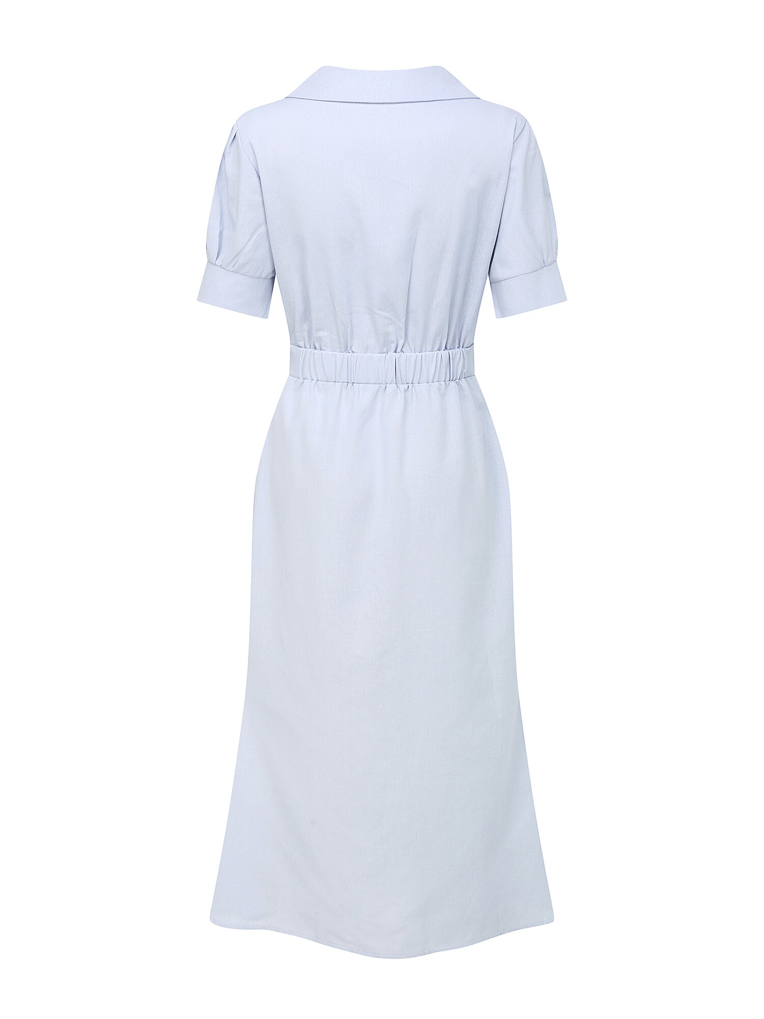 린넨 슬릿 칼라 머메이드 원피스 (BLUE)