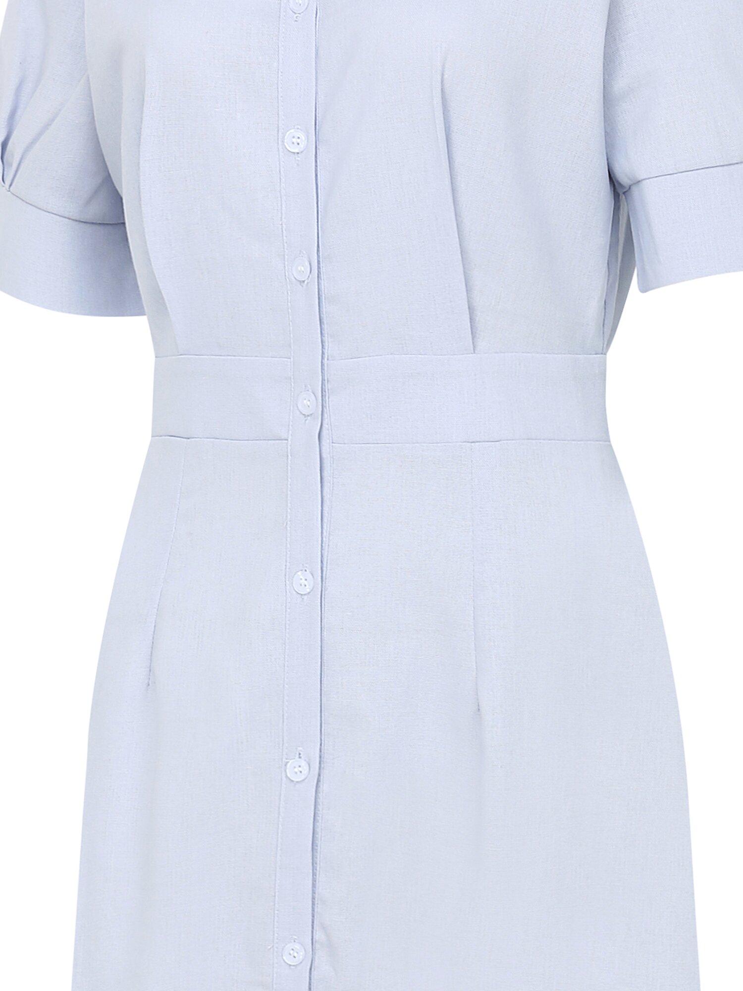 린넨 슬릿 칼라 머메이드 원피스 (BLUE)