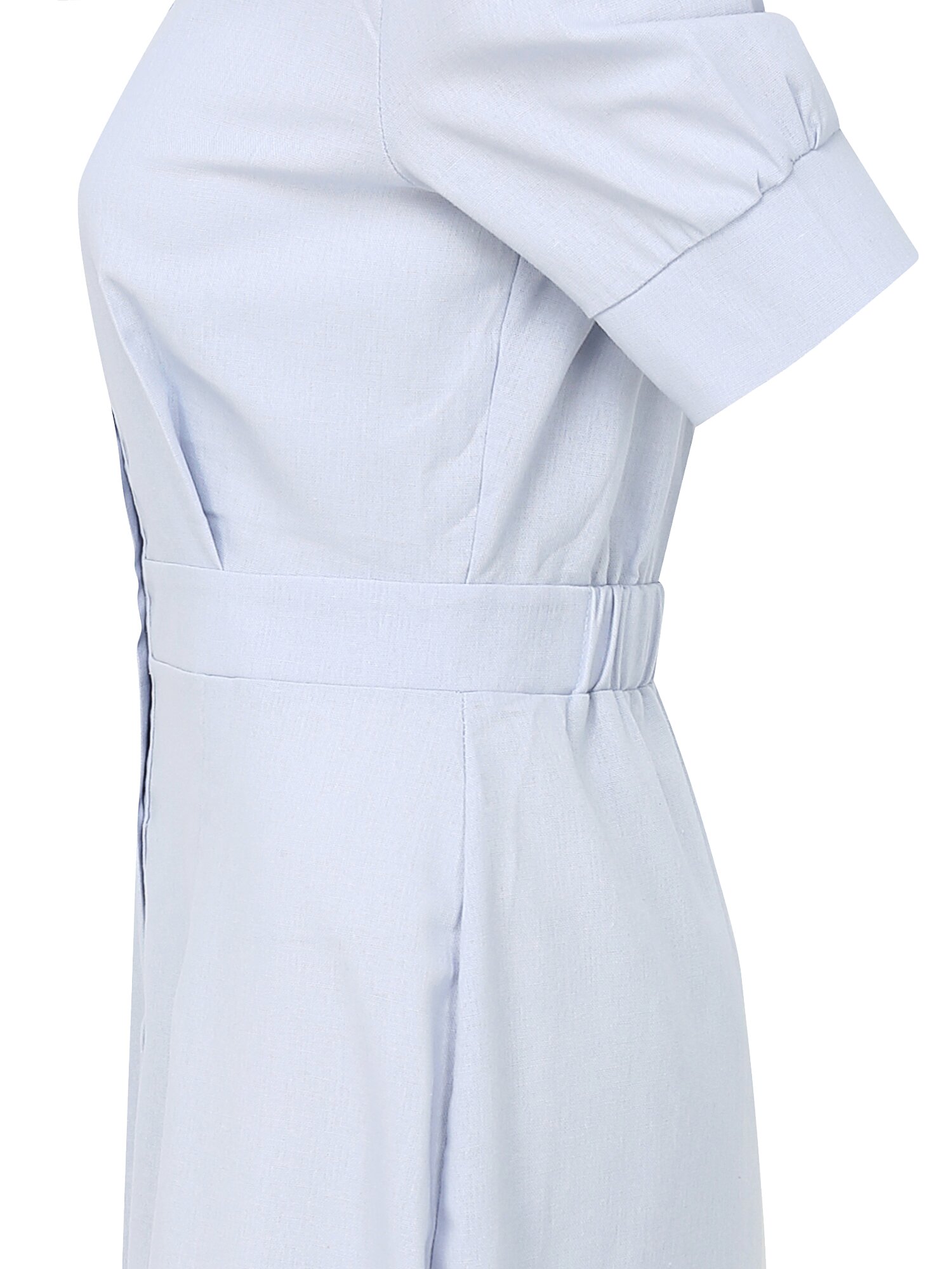 린넨 슬릿 칼라 머메이드 원피스 (BLUE)