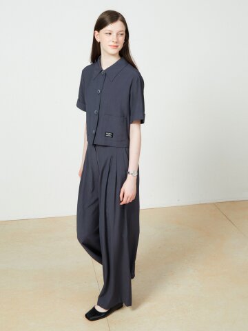 모던 투턱 와이드 팬츠 