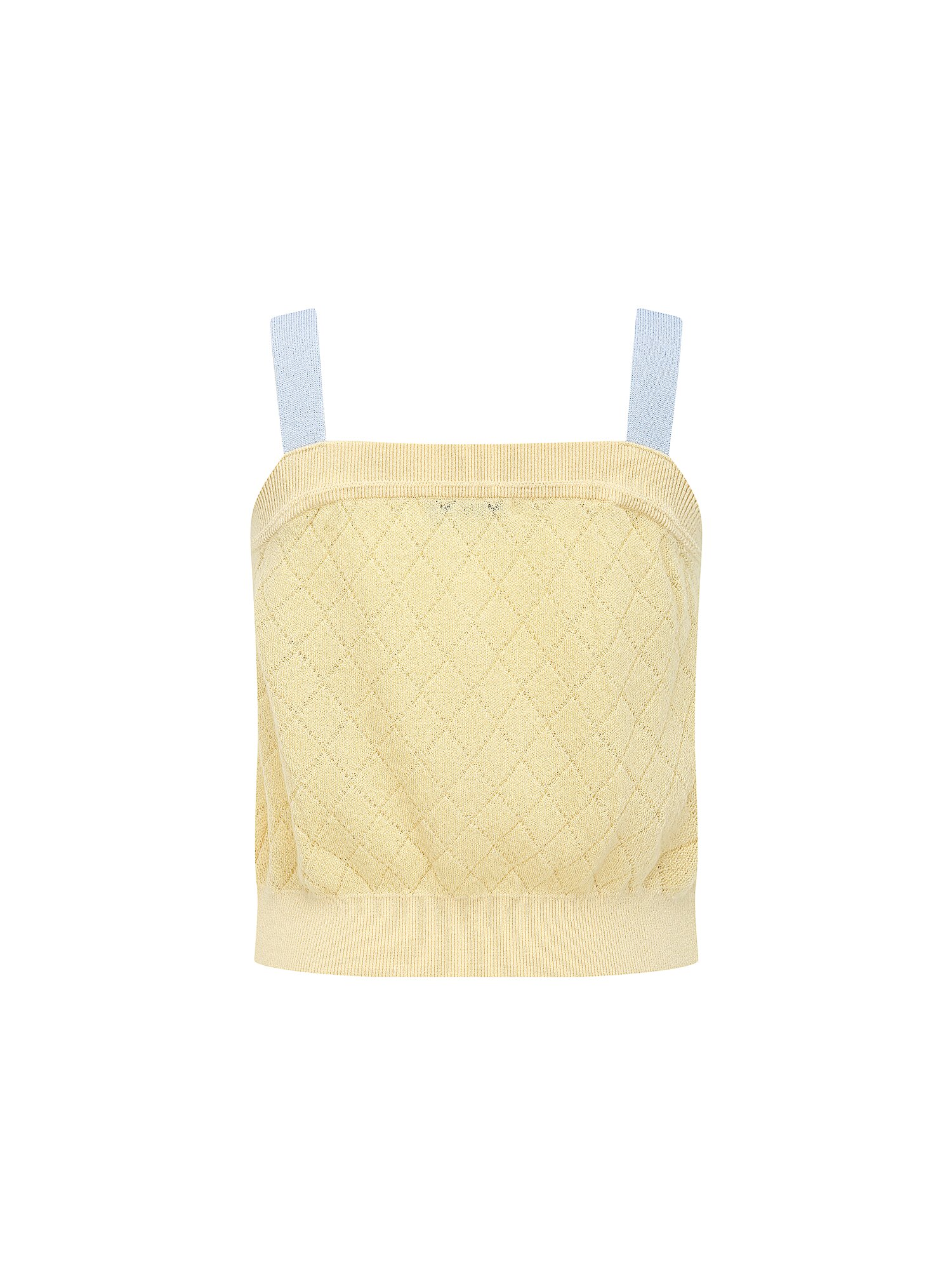 배색 다이아 스퀘어넥 니트 베스트 (LIGHT BLUE)