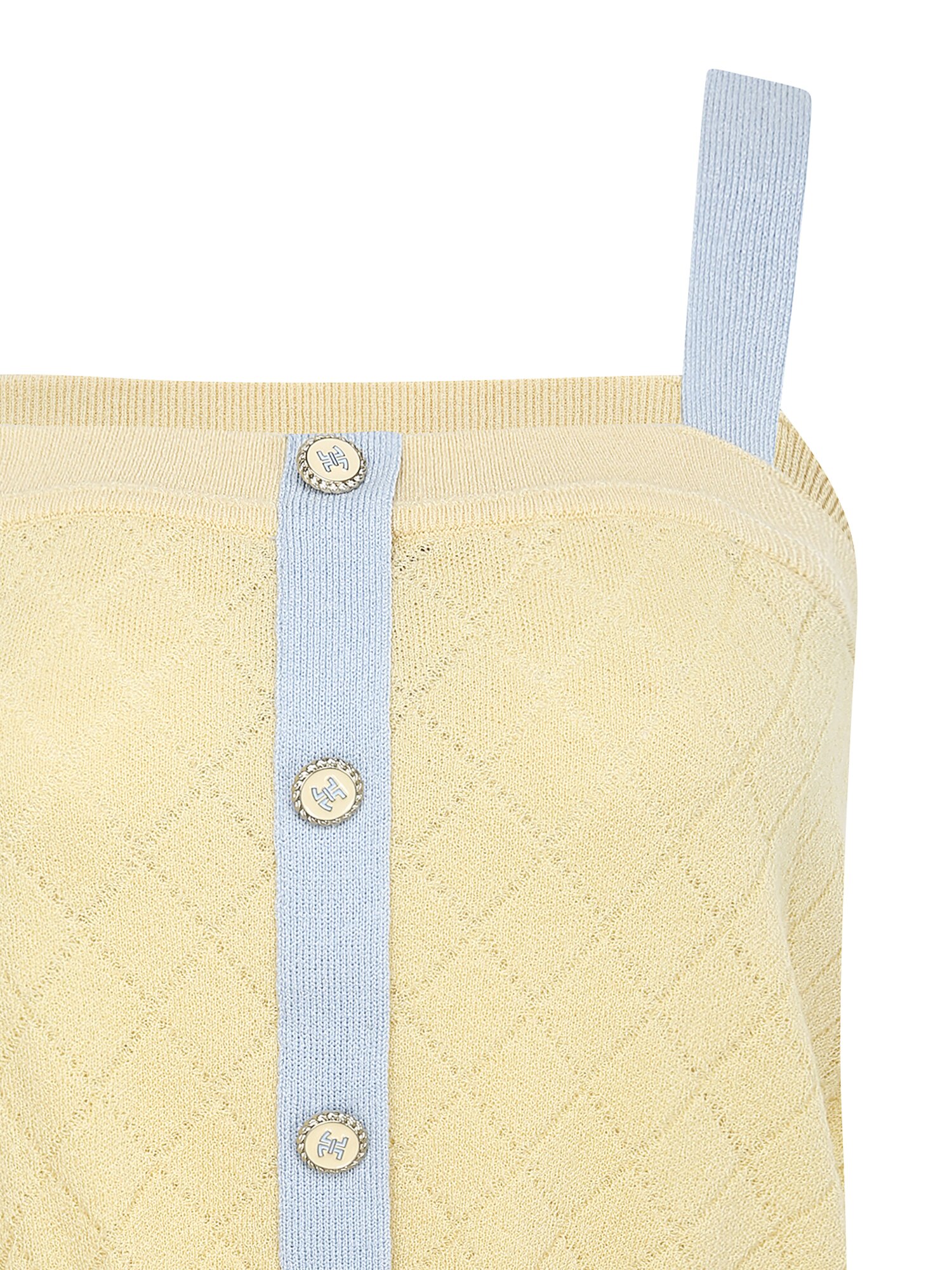 배색 다이아 스퀘어넥 니트 베스트 (LIGHT BLUE)