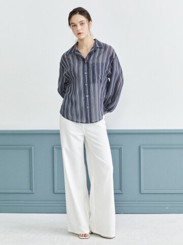 하이 웨이스트 와이드 데님 팬츠 