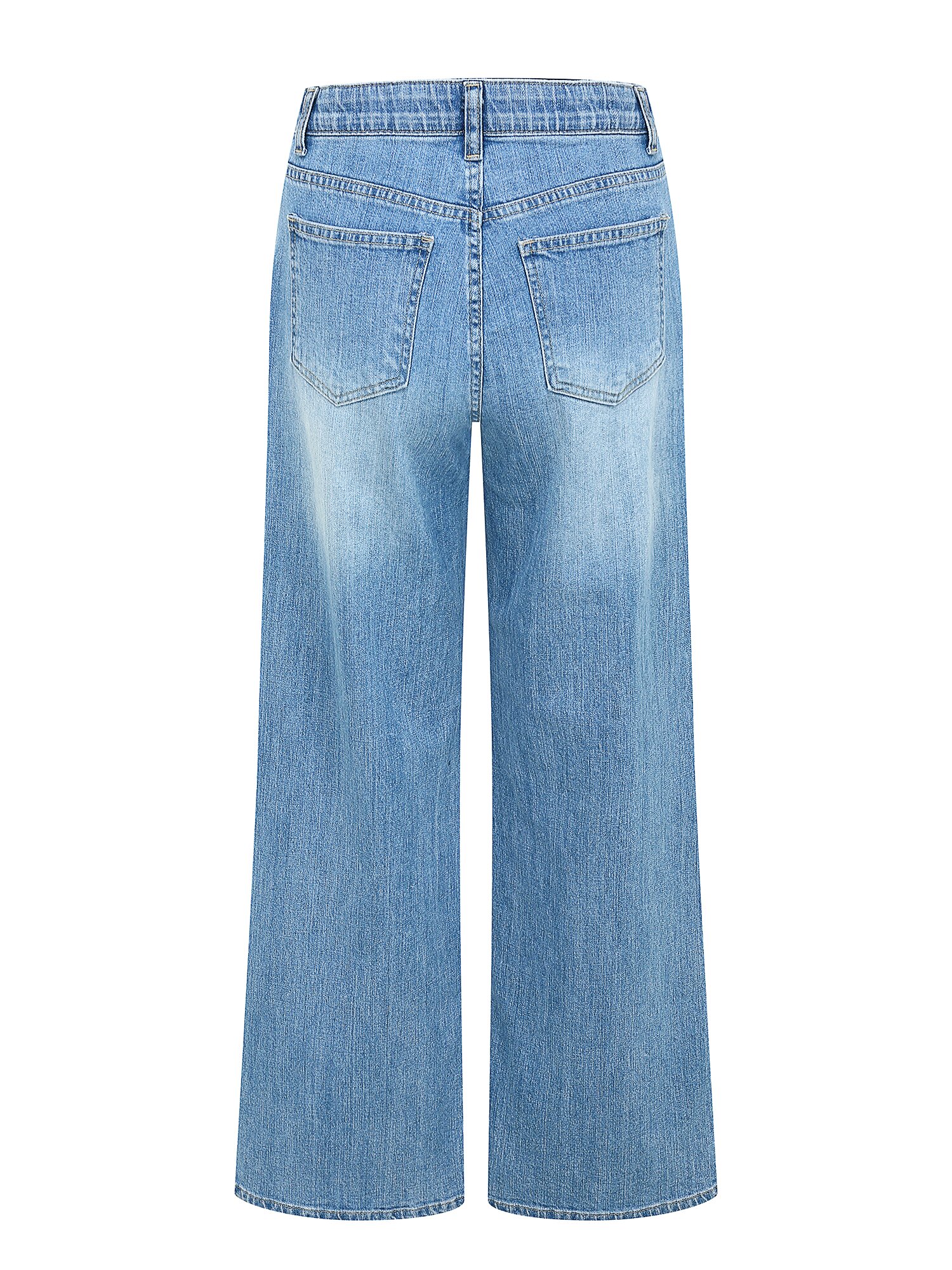 워싱 밴딩 와이드 데님 팬츠 (LIGHT BLUE)