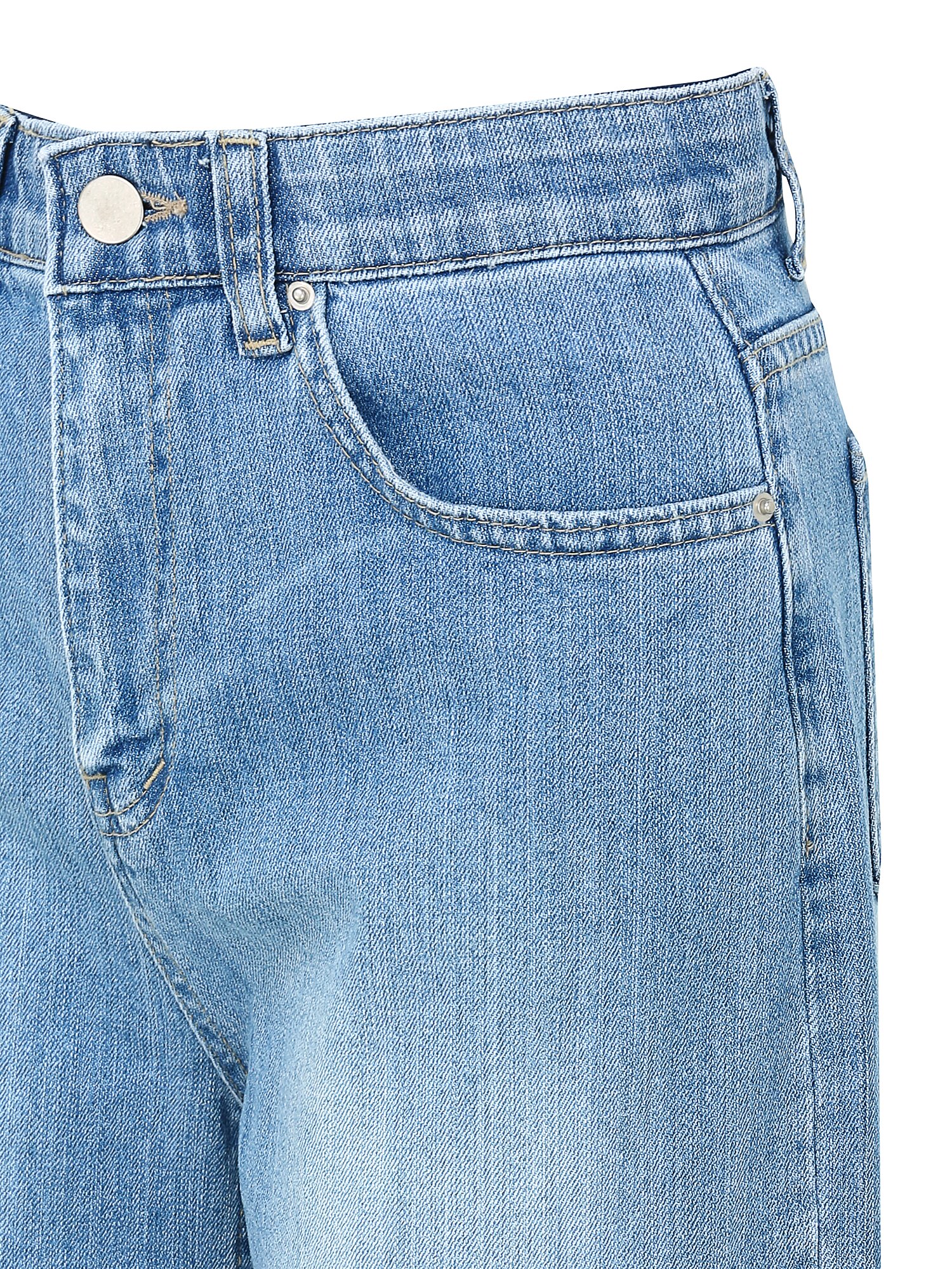 워싱 밴딩 와이드 데님 팬츠 (LIGHT BLUE)