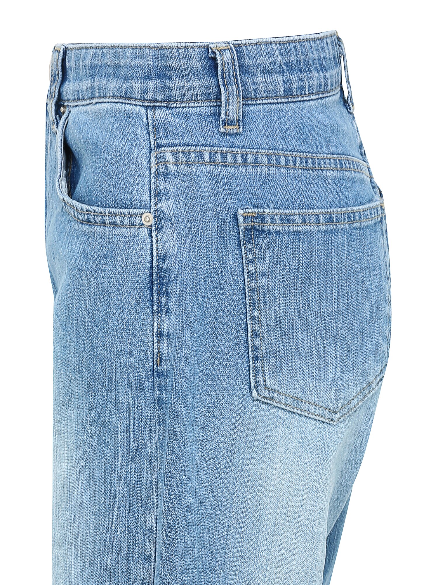 워싱 밴딩 와이드 데님 팬츠 (LIGHT BLUE)