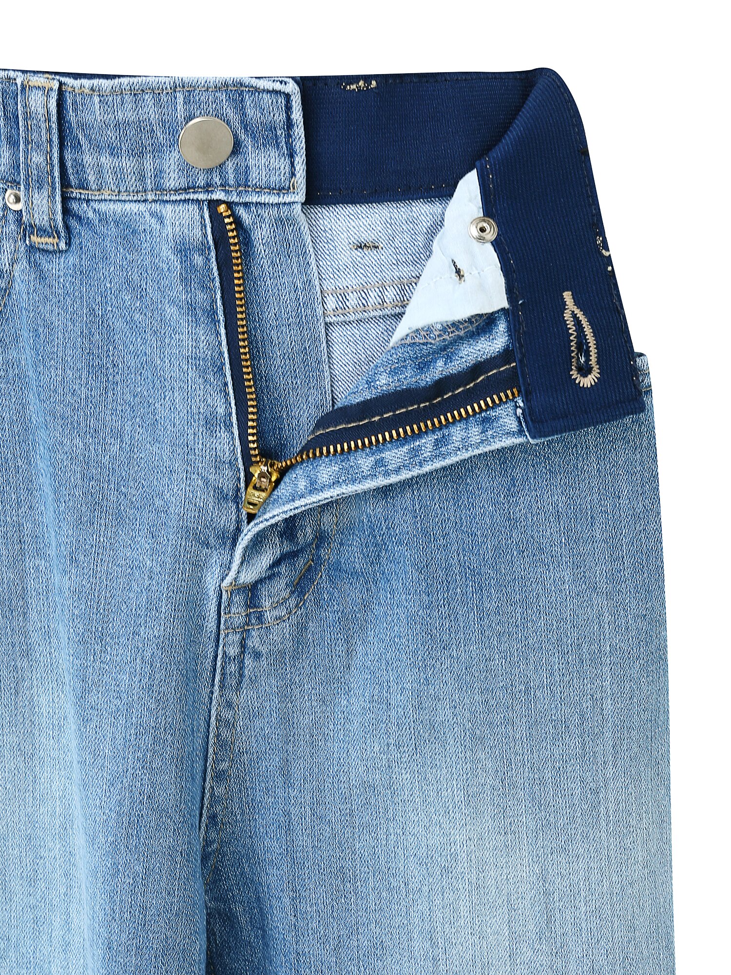 워싱 밴딩 와이드 데님 팬츠 (LIGHT BLUE)