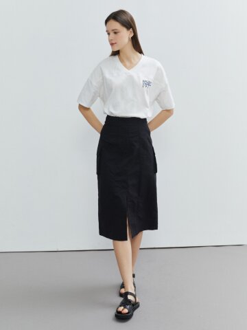 아웃 포켓 슬릿 포인트 스커트 