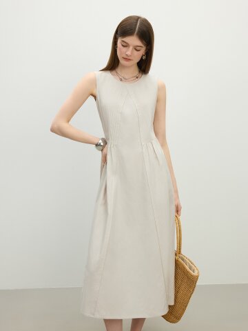 WD_Pleated linen sleeveless dress_2color