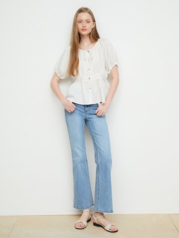 워싱 슬림 부츠컷 데님 팬츠 