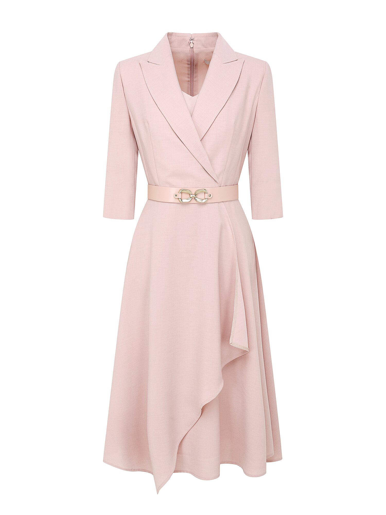 드레이프 피크드 라펠 원피스 (PINK)