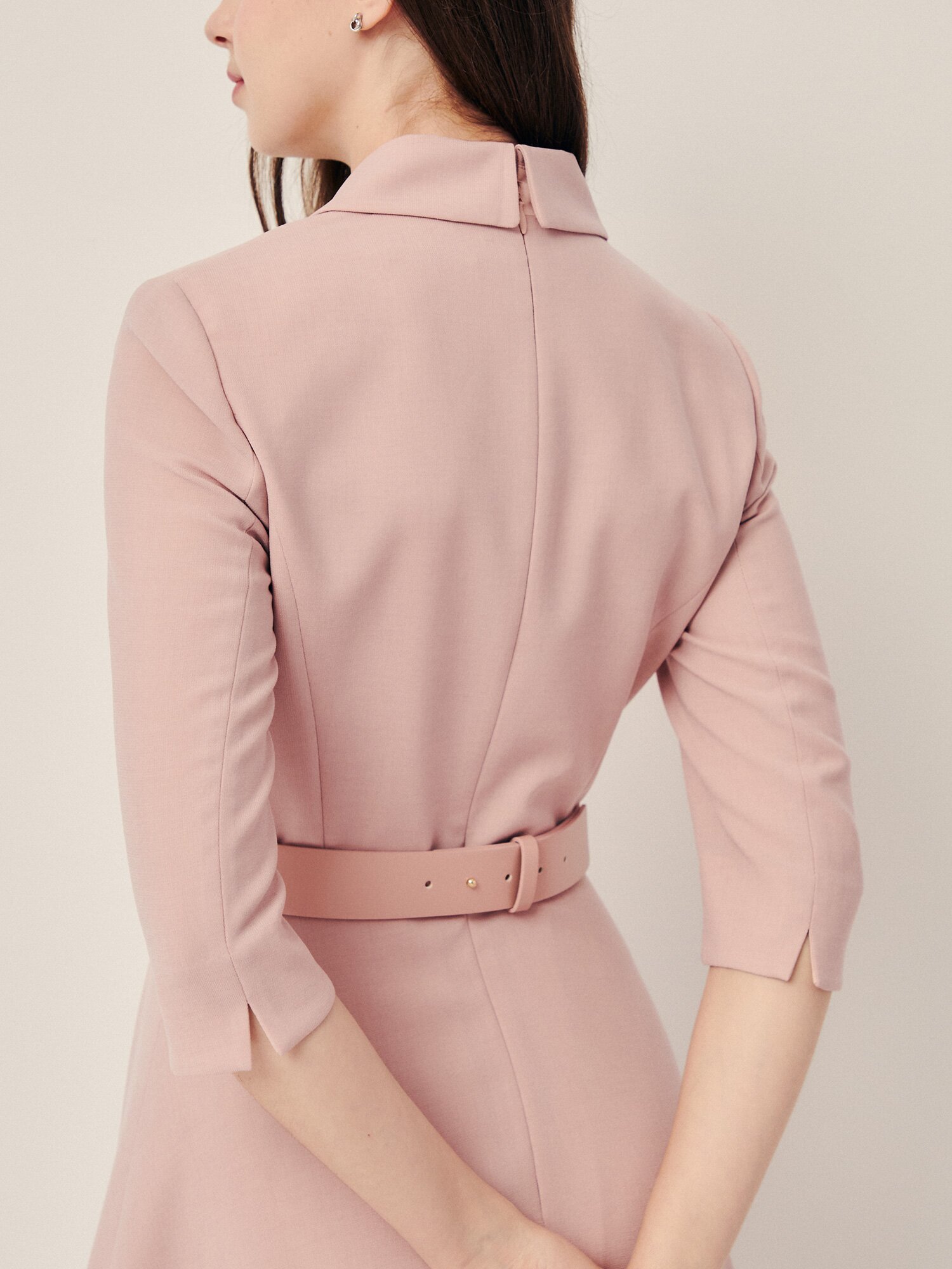 드레이프 피크드 라펠 원피스 (PINK)