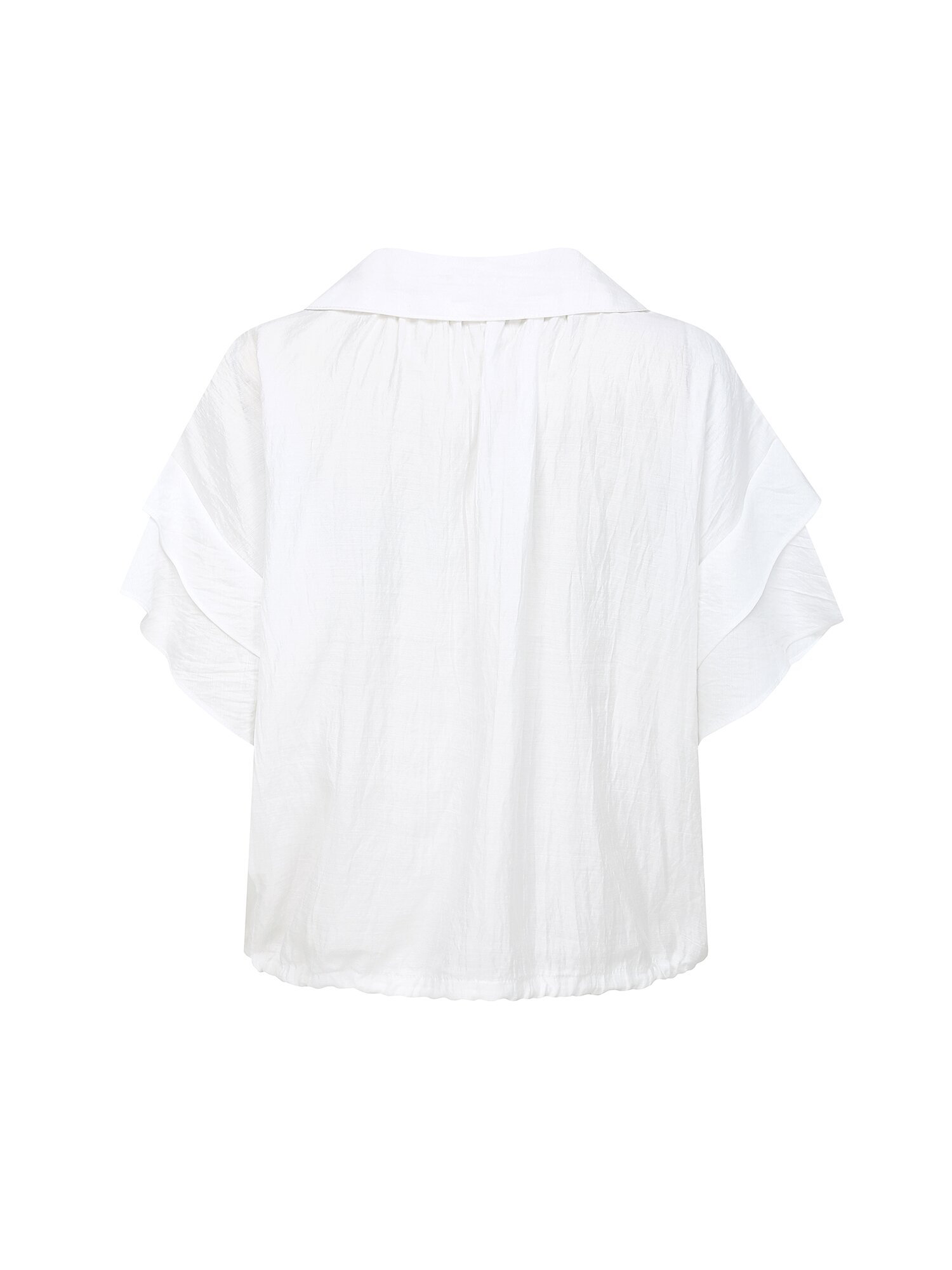 스트링 러플 슬리브 블라우스 (WHITE)