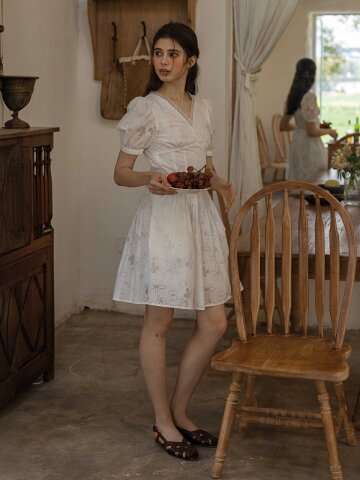 DA_Waist pleated short dress