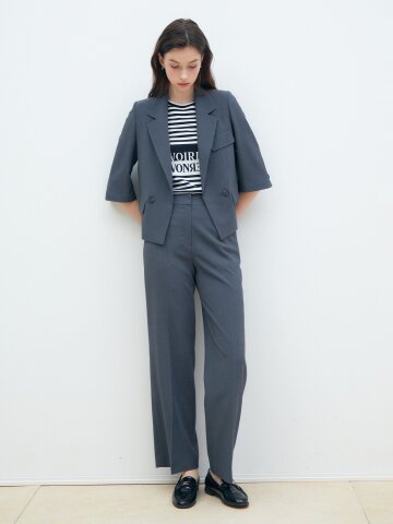 히든 버튼 일자핏 팬츠 