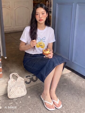 썸머 레몬 반팔 티셔츠 / 화이트

