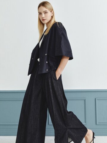 루즈핏 백 플랩 더블 버튼 점퍼 