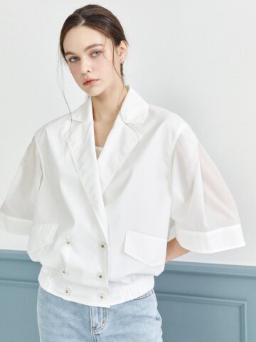 루즈핏 백 플랩 더블 버튼 점퍼 